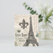 moderner Vintager französischer Eiffelturm Postkarte (Stehend Vorderseite)