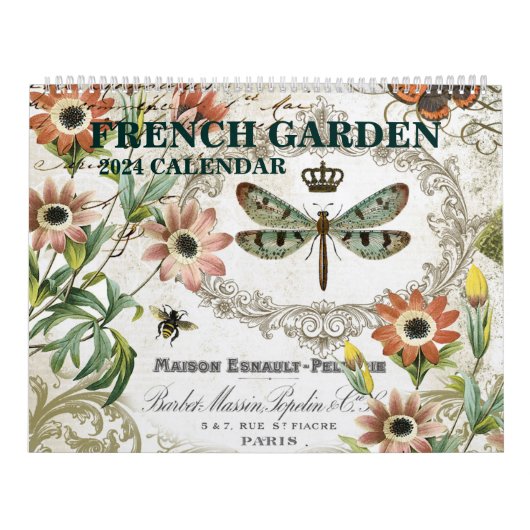 Moderner Vintager französischer Garten 2024 Kalender (Titelbild)