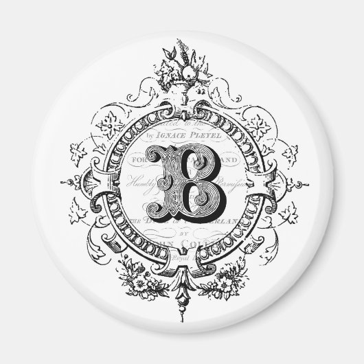 Moderner Vintager französischer Monogramm-Brief B Magnet (Vorne)