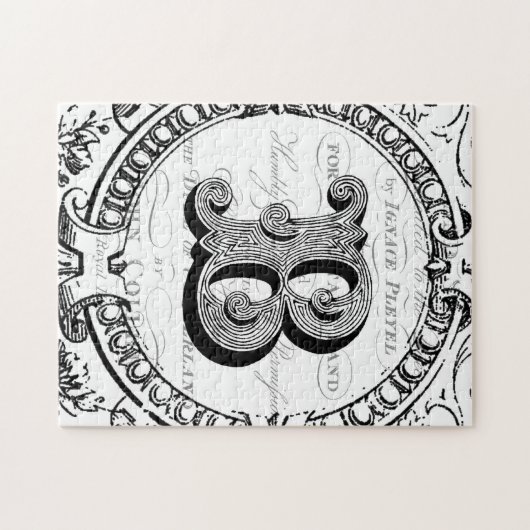 Moderner Vintager französischer Monogrammbuchstabe Puzzle (Horizontal)