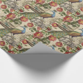 moderner Vintager französischer Pfau Geschenkpapier (Ecke)