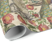 moderner Vintager französischer Pfau Geschenkpapier (Rolleneckpunkt)