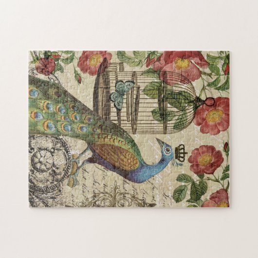 moderner Vintager französischer Pfau Puzzle (Horizontal)