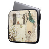 moderner Vintager französischer Vogel botanischen Laptopschutzhülle (Vorderseite Links)