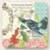 Moderner Vintager französischer Vogel-Untersetzer Getränkeuntersetzer (Vorderseite)
