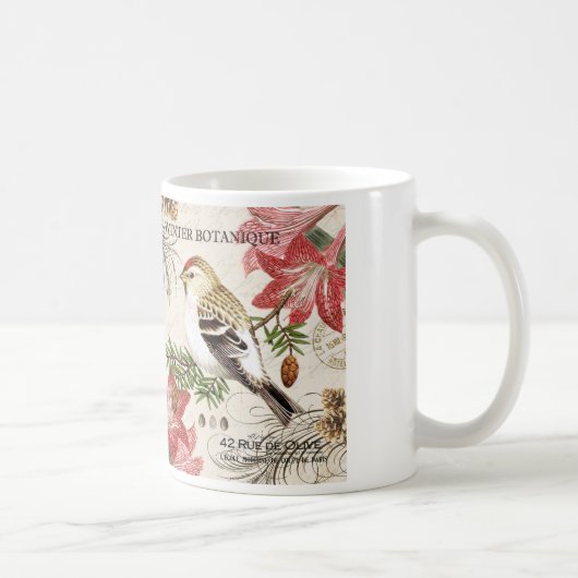 moderner Vintager französischer Wintervogel Kaffeetasse (Rechts)