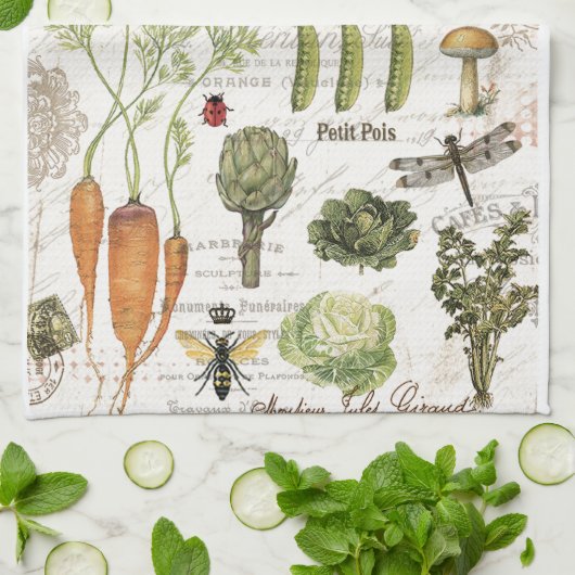 moderner Vintager Gemüsegarten Handtuch (Gefaltet)