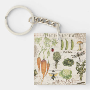 moderner Vintager Gemüsegarten Schlüsselanhänger