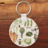 moderner Vintager Gemüsegarten Schlüsselanhänger (Vorderseite)