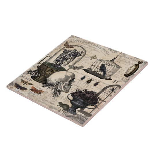 Moderner Vintager Halloween-Garten Fliese (Seite)