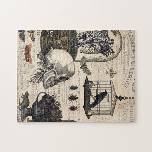 Moderner Vintager Halloween-Garten Puzzle (Horizontal)