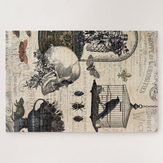 Moderner Vintager Halloween-Garten Puzzle (Horizontal)