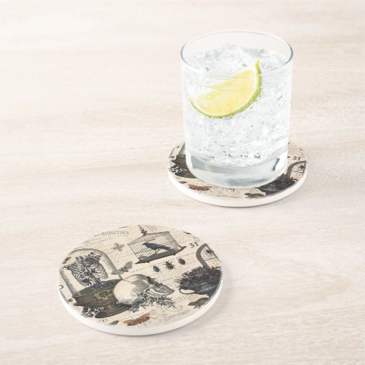 Moderner Vintager Halloween-Garten Untersetzer (Seite)