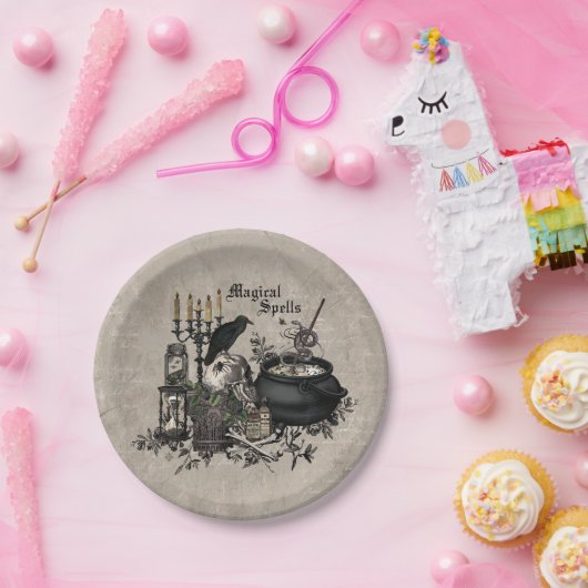 Moderner Vintager Halloween-HEXENBREW Pappteller (Party)