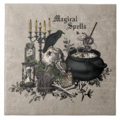 Moderner Vintager Halloween-Schädel Fliese (Vorderseite)