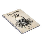 Moderner Vintager Halloween-Schädel mit Krone Notizblock (Rechte Seite)