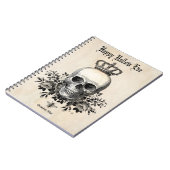 Moderner Vintager Halloween-Schädel mit Krone Notizblock (Linke Seite)