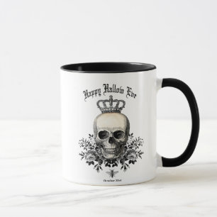 Moderner Vintager Halloween-Schädel mit Krone Tasse