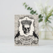 Moderner Vintager Halloween-Schädel Postkarte (Stehend Vorderseite)