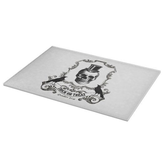 Moderner Vintager Halloween-Schädel Schneidebrett (Ecke)