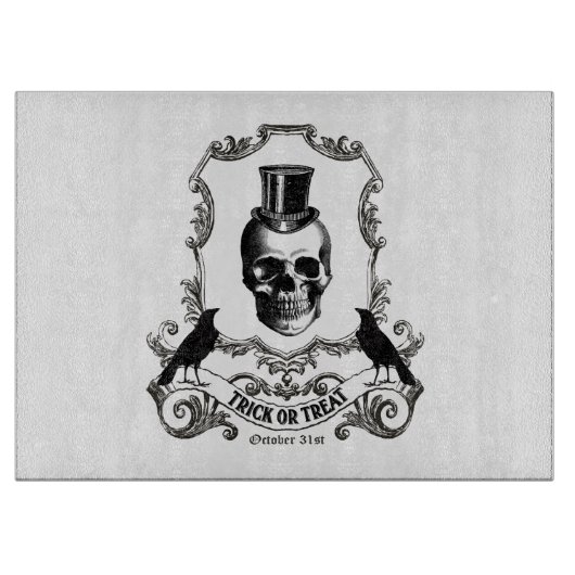 Moderner Vintager Halloween-Schädel Schneidebrett (Vorderseite)