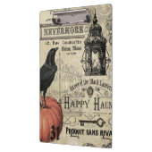 moderner Vintager Halloweenkürbis und -krähe Klemmbrett (Links)