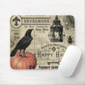 moderner Vintager Halloweenkürbis und -krähe Mousepad (Mit Mouse)