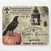 moderner Vintager Halloweenkürbis und -krähe Mousepad (Vorne)