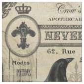 Moderner Vintager Halloweenkürbis und -krähe Stoff (Nahaufnahme)