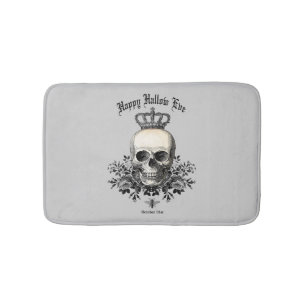 Moderner Vintager Halloweenschädel und -krone Badematte