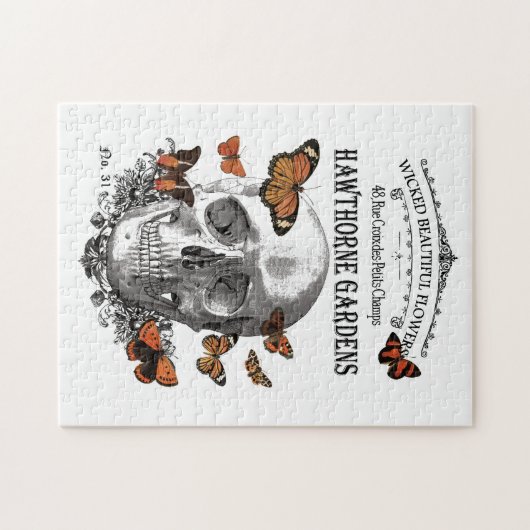 moderner Vintager Halloweenschädel und Puzzle (Horizontal)