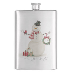 Moderner Vintager Holiday Snowmann Flachmann