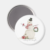 Moderner Vintager Holiday Snowmann Magnet (Vorderseite/Rückseite)