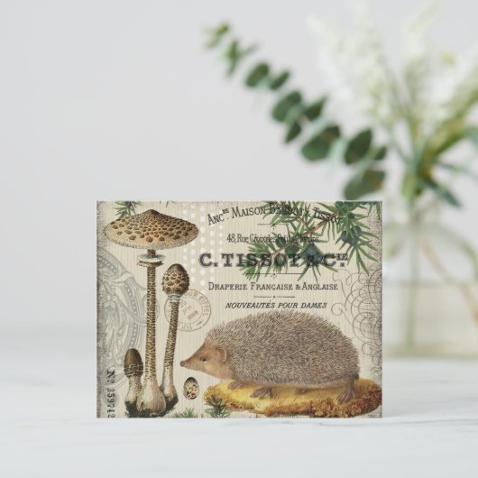 moderner Vintager Igel Postkarte (Stehend Vorderseite)