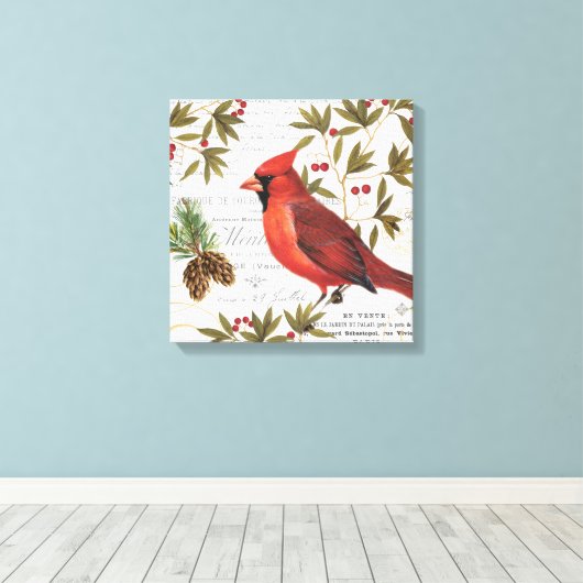 Moderner Vintager Kardinal Leinwanddruck (Insitu (Holzboden))