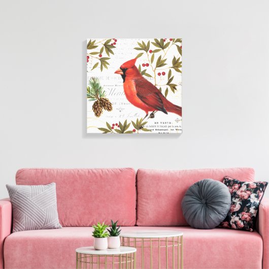 Moderner Vintager Kardinal Leinwanddruck (Insitu (Wohnzimmer))