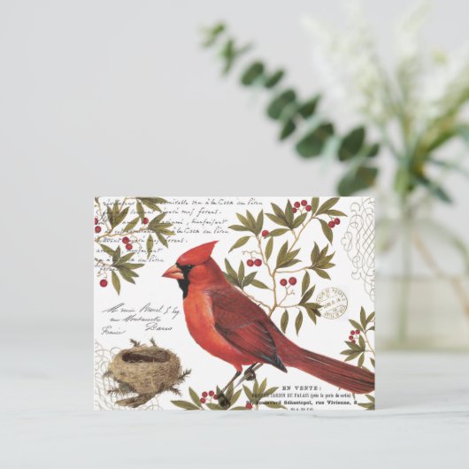 moderner Vintager Kardinal Postkarte (Stehend Vorderseite)