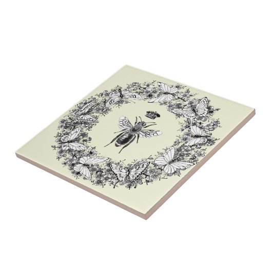 Moderner Vintager Kronenschmetterling Fliese (Seite)