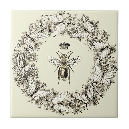 Moderner Vintager Kronenschmetterling Fliese (Vorderseite)