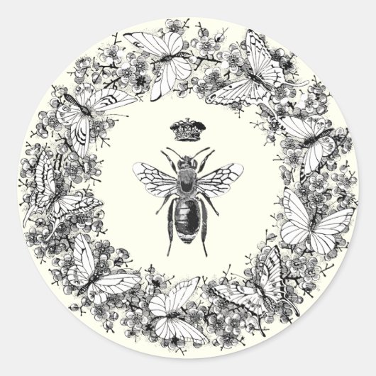 Moderner Vintager Kronenschmetterling Runder Aufkleber (Vorderseite)