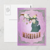 Moderner Vintager Michigan Staat Karte Lila (Vorne/Hinten)