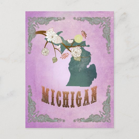 Moderner Vintager Michigan Staat Karte Lila (Vorderseite)