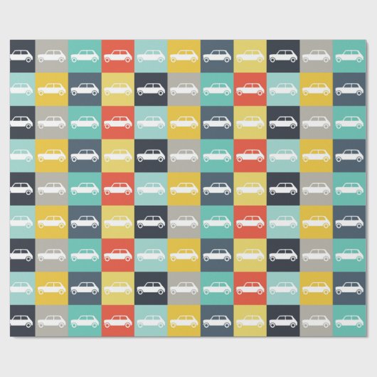 Moderner Vintager Mini-Cooper Geschenkpapier (Flach)