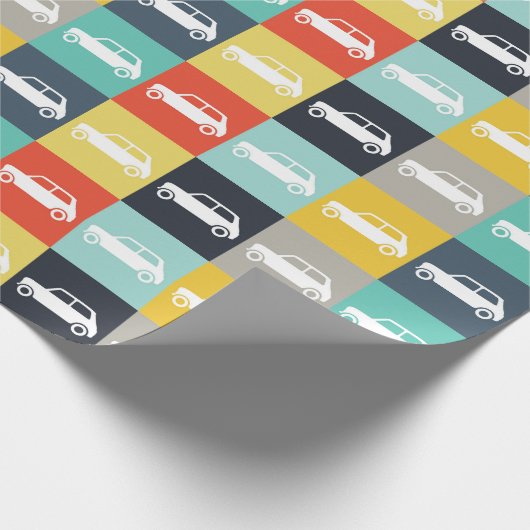 Moderner Vintager Mini-Cooper Geschenkpapier (Ecke)