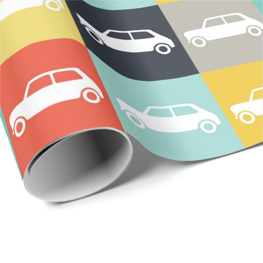 Moderner Vintager Mini-Cooper Geschenkpapier (Rolleneckpunkt)
