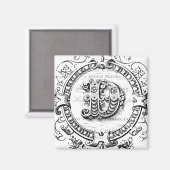 moderner Vintager Monogramm-Buchstabe D Magnet (Vorderseite/Rückseite)