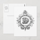 moderner Vintager Monogramm-Buchstabe D Postkarte (Vorne/Hinten)