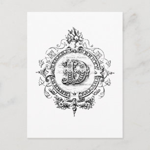 moderner Vintager Monogramm-Buchstabe D Postkarte