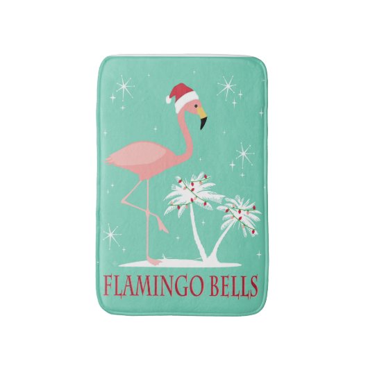 MODERNER VINTAGER RETRO WEIHNACHTSflamingo Badematte (Vorderseite Vertikal)