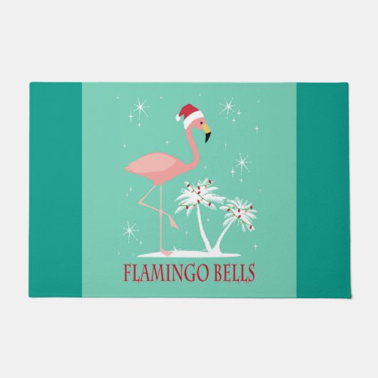 MODERNER VINTAGER RETRO WEIHNACHTSflamingo Fußmatte (Vorderseite)